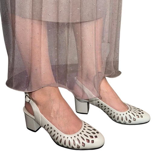 Sandale damă bej din piele naturală – decupate, toc gros 5 cm, confort și stil într-un singur model