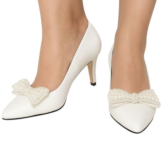 Pantofi eleganți din piele naturală cu fundiță accesorizată și toc subțire 7 cm