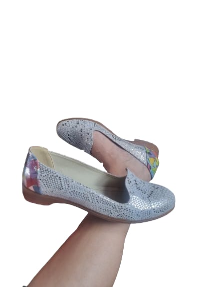 Balerini damă din piele naturală cu imprimeu șarpe și detaliu multicolor – stil urban, confort de zi cu zi