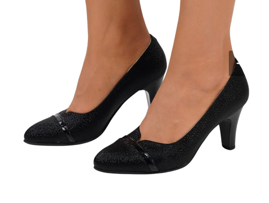 Pantofi Stiletto Negri din Piele Naturală cu Toc 7 cm – Eleganță și Stil