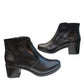 Botine damă elegante negre din piele naturală cu toc gros 4 cm și detalii moderne – mărimi 36-40