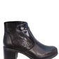 Botine damă elegante negre din piele naturală cu toc gros 4 cm și detalii moderne – mărimi 36-40