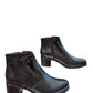 Botine damă elegante negre din piele naturală cu toc gros 4 cm și detalii moderne – mărimi 36-40