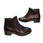 Botine damă negre din piele naturală cu fermoar lateral și toc mic 2 cm