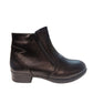 Botine damă negre din piele naturală cu fermoar lateral și toc mic 2 cm
