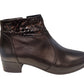 Botine damă negre din piele naturală cu detaliu texturat și toc gros 3 cm – mărimi 35-40