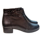 Botine damă negre din piele naturală cu detaliu texturat și toc gros 3 cm – mărimi 35-40