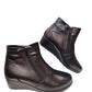 Botine damă negre din piele naturală cu fermoar lateral și toc comod 3 cm – mărimi 36-41