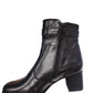 Ghete damă elegante negre din piele naturală cu toc gros 5 cm