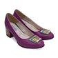 Pantofi damă din piele naturală mov lila – toc mediu 5 cm