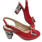 Sandale Roșii din Piele Naturală cu Toc Floral de 7 cm – Accesoriu Elegant de Vară