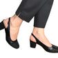 Sandale negre din piele naturală cu toc gros, 5 cm