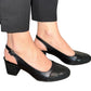 Sandale negre din piele naturală cu toc gros, 5 cm