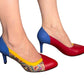 Pantofi din piele naturală – Design Tricolor – Toc 7 cm