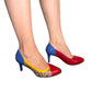 Pantofi din piele naturală – Design Tricolor – Toc 7 cm