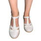 Sandale crem din piele naturală – stil retro cu închidere T-bar, toc gros 4 cm