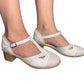 Sandale crem din piele naturală – stil retro cu închidere T-bar, toc gros 4 cm