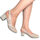 Sandale crem damă din piele naturală – perforate, toc gros 5 cm, stil elegant și aerisit