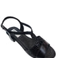 Sandale Elegante Din Piele Neagră cu Model Texturat și Toc Mic – 4 cm
