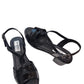 Sandale Elegante Din Piele Neagră cu Model Texturat și Toc Mic – 4 cm