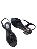 Sandale Elegante Din Piele Neagră cu Model Texturat și Toc Mic – 4 cm
