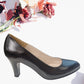 Pantofi damă negri eleganți din piele naturală cu toc subțire 7 cm