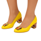 Pantofi Galbeni din Piele Naturală cu Toc Gros Colorat – Casual Eleganți & Confortabili