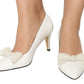 Pantofi eleganți din piele naturală cu fundiță accesorizată și toc subțire 7 cm