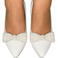 Pantofi eleganți din piele naturală cu fundiță accesorizată și toc subțire 7 cm