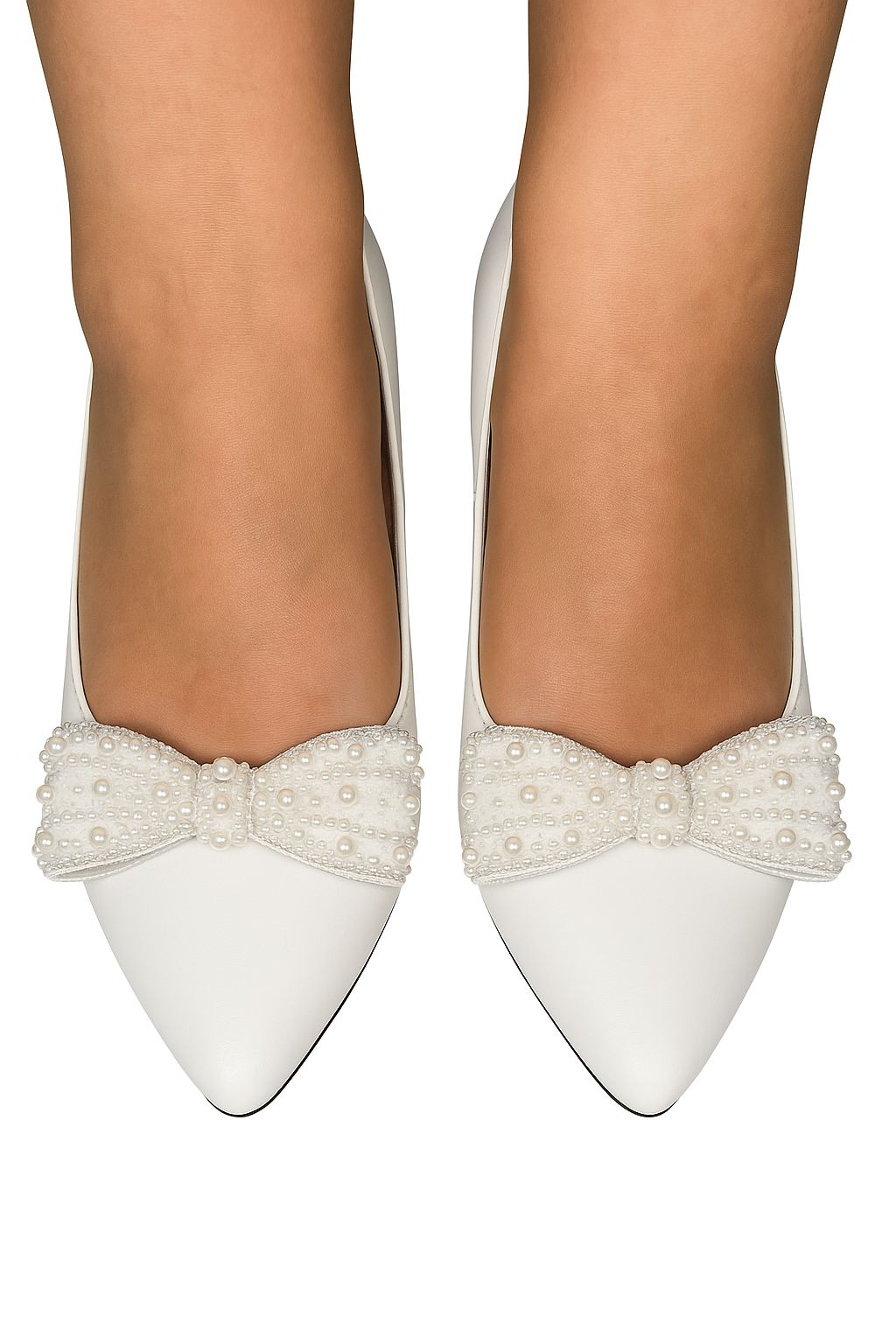 Pantofi eleganți din piele naturală cu fundiță accesorizată și toc subțire 7 cm
