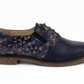 Pantofi casual damă din piele naturală bleumarin cu șiret – model clasic