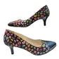 Pantofi damă multicolori cu imprimeu animal print și toc 5 cm – piele naturală