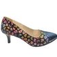 Pantofi damă multicolori cu imprimeu animal print și toc 5 cm – piele naturală