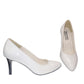 Pantofi eleganți damă albi cu toc 7 cm – piele naturală texturată