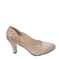 Pantofi eleganți damă bej cu toc 7 cm și detaliu texturat spate – piele naturală