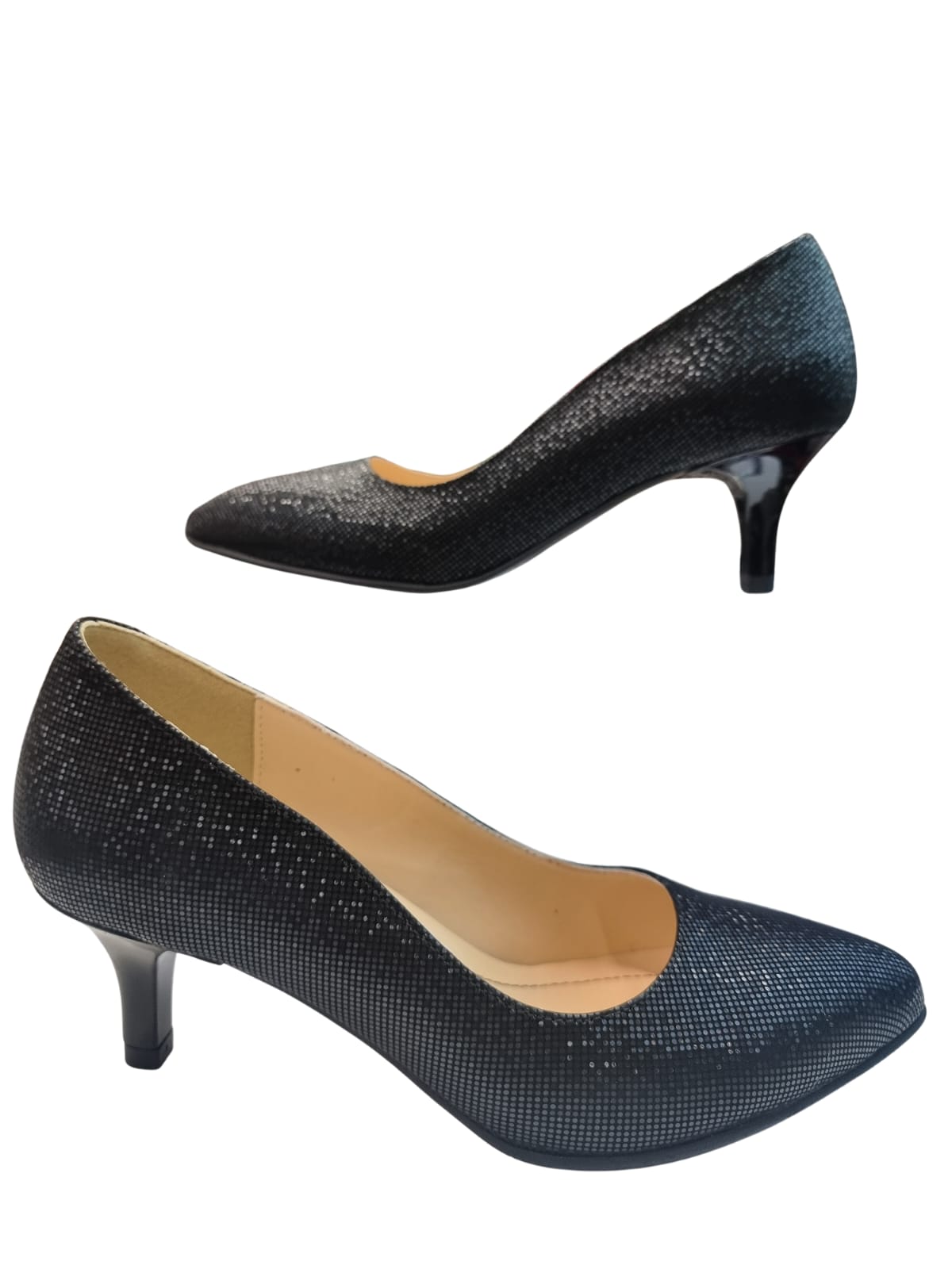 pantofi eleganți ascuțiți damă detaliu vârf și material