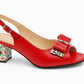 Sandale Roșii din Piele Naturală cu Toc Floral de 7 cm – Accesoriu Elegant de Vară