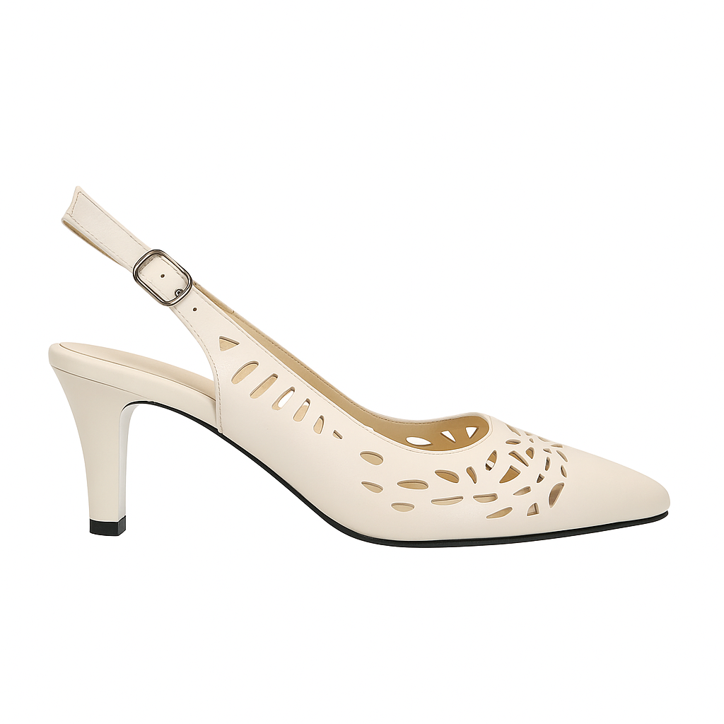 Sandale elegante din piele naturală, perforate, cu toc de 7 cm – aerisite, comode și rafinate