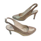 Sandale slingback aurii din piele naturală cu toc de 7 cm