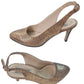 Sandale slingback aurii din piele naturală cu toc de 7 cm
