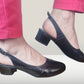 Sandale Elegante Slingback din Piele Neagră cu Toc Mic – 4.5 cm