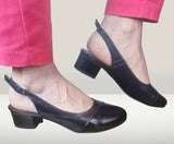 Sandale Elegante Slingback din Piele Neagră cu Toc Mic – 4.5 cm