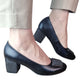 Pantofi negri din piele cu toc gros și detalii cu buline – eleganță și confort
