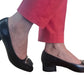 Pantofi Eleganți Din Piele Neagră cu Vârf Ascuțit și Accesoriu Metalic – 3.5 cm