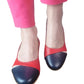 Sandale Slingback Din Piele Roșii cu Vârf Negru și Toc Mic – 3 cm