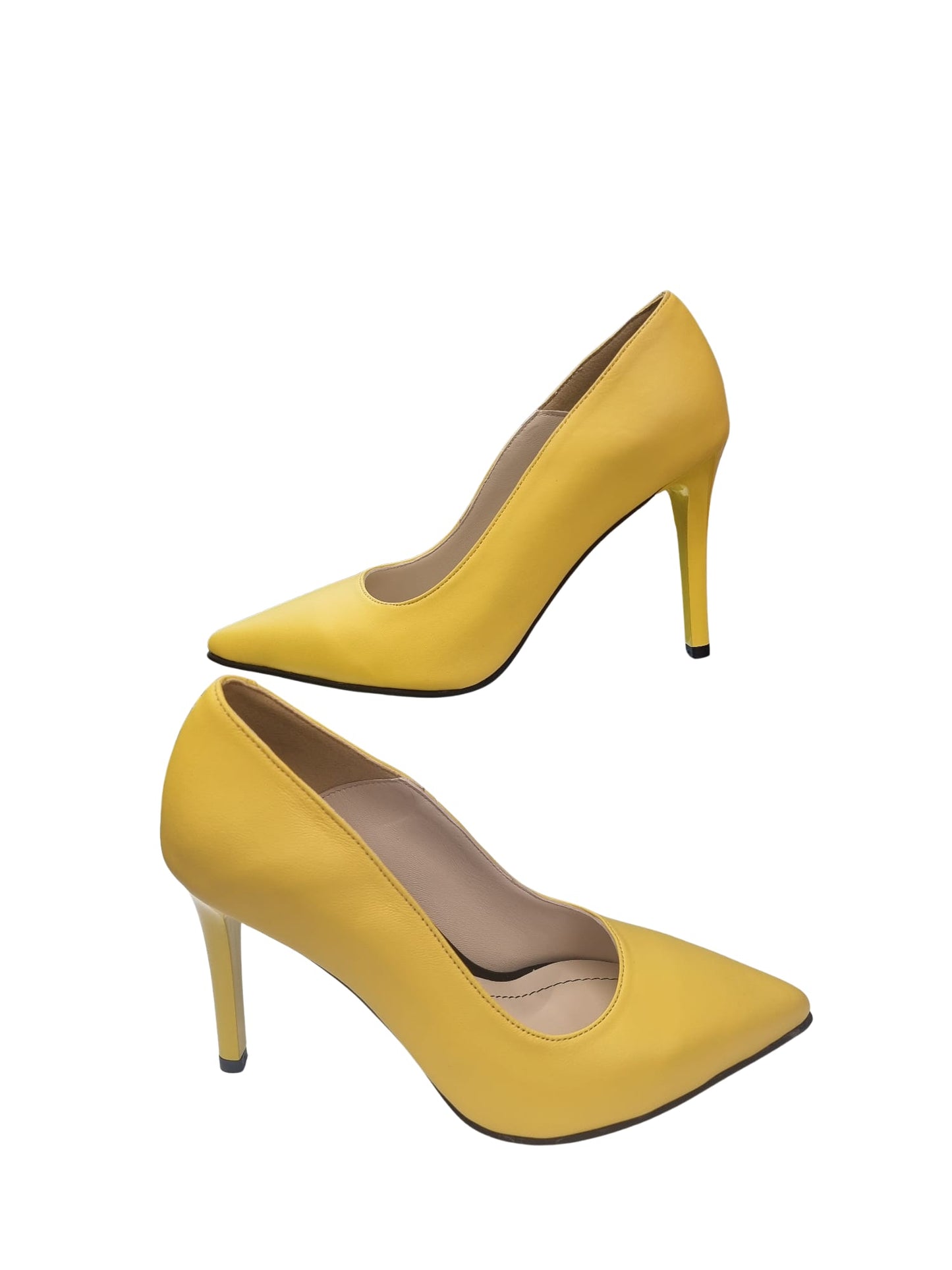 Pantofi galbeni din piele naturală, toc subțire 9 cm – eleganță vibrantă și confort autentic