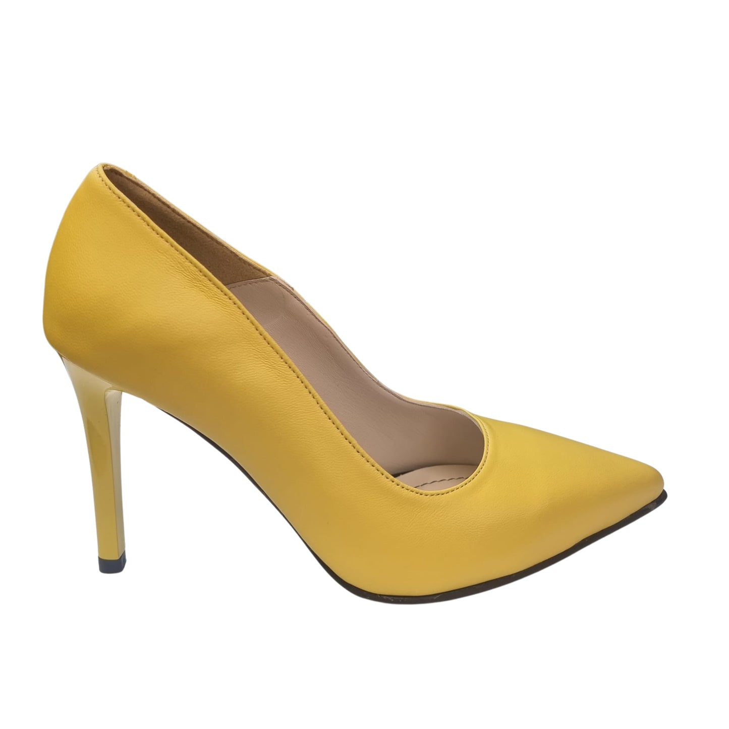 Pantofi galbeni din piele naturală, toc subțire 9 cm – eleganță vibrantă și confort autentic
