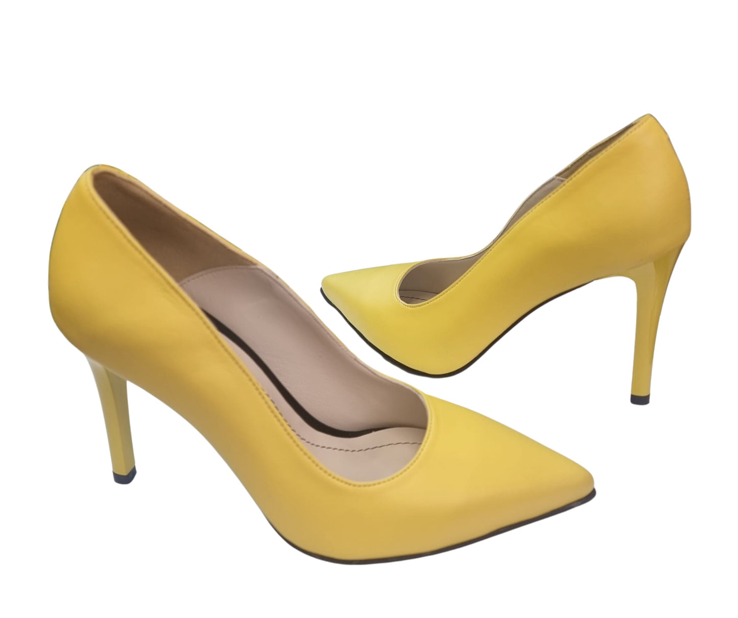 Pantofi galbeni din piele naturală, toc subțire 9 cm – eleganță vibrantă și confort autentic