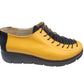 Pantofi casual damă din piele galbenă cu șiret decorativ și talpă neagră