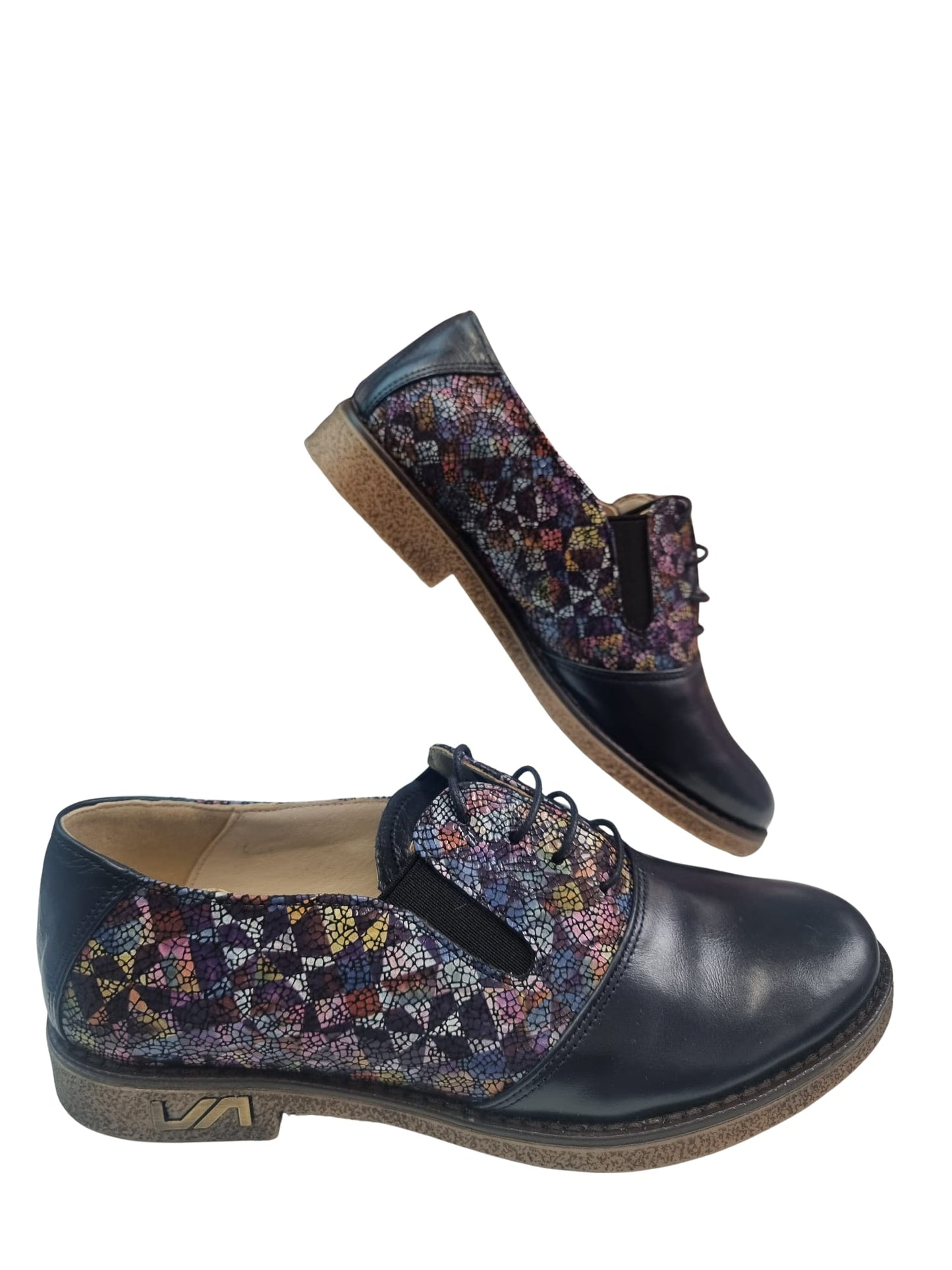 Pantofi casual damă din piele naturală bleumarin cu șiret – model clasic
